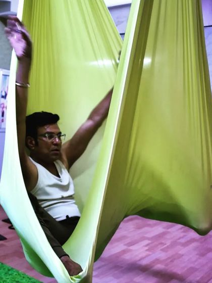 Find your own space for peace. Even in a group class, you can find a personal sanctuary within the hammock.