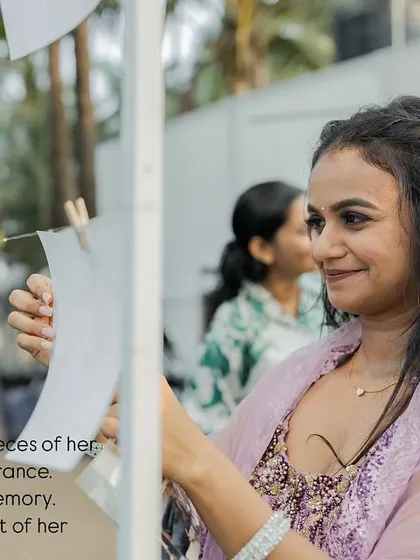 When a bride decorates her own wedding entrance with pieces of her heart, it's something special. Each photo is a memory, a part of her story that she shares with her guests.