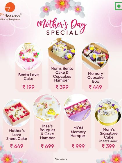 Our Mother's Day Special menu has the perfect gift for every mom. Choose from bento cakes, cupcake boxes, sheet cakes, and beautiful hampers.
