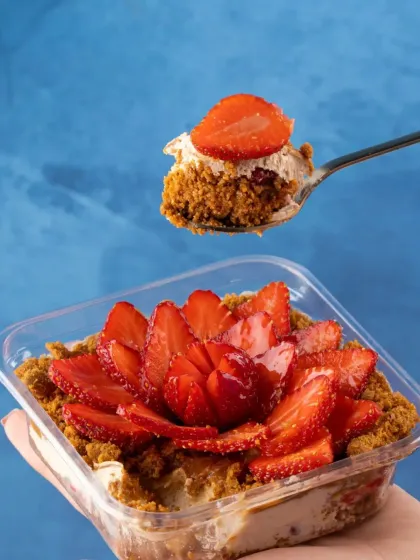 There's nothing like a spoonful of our fresh strawberry dessert. It's creamy, fruity, and has the perfect crunch, making it an irresistible treat for any time of the day.