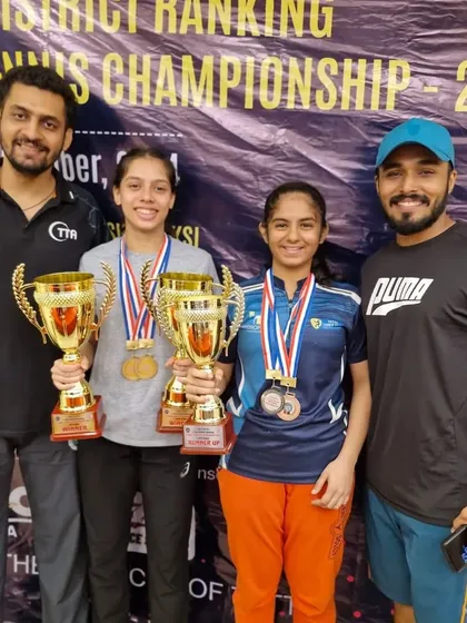 Celebrating with our champions Ananya Chande and Sara Ramaiyya at the 5-Star District Ranking Tournament. Ananya was the district champion in two categories, a fantastic achievement.