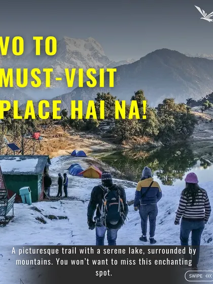 Deoria Tal is a must-visit spot on our Chopta itinerary. This picturesque trail leads to a serene lake surrounded by mountains.
