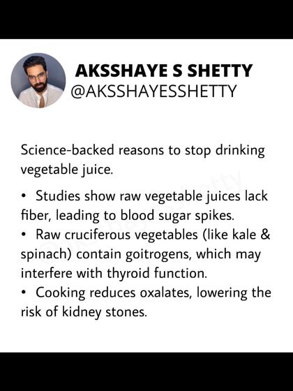 Drinking vegetable juice is not the same as eating vegetables. Juicing removes fiber, can spike blood sugar, and doesn't eliminate anti-nutrients or bacteria. Cooking vegetables is a safer and more effective way to get their benefits.