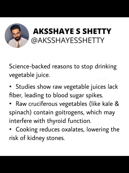 Drinking vegetable juice is not the same as eating vegetables. Juicing removes fiber, can spike blood sugar, and doesn't eliminate anti-nutrients or bacteria. Cooking vegetables is a safer and more effective way to get their benefits.