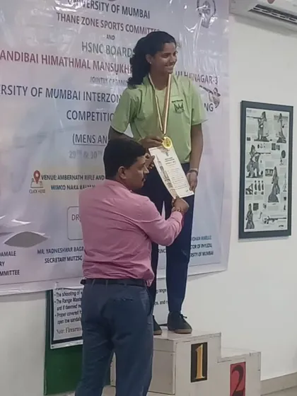 Celebrating Tannista Dineshkumar from our Chembur range, who won the Gold Medal in both the 10m Air Pistol Senior Women's Individual and Team events at the Mumbai University championship.