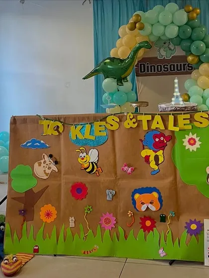 My puppet theatre setup for a dinosaur-themed birthday party. I bring everything needed to create a magical and memorable entertainment experience for your child's special day.