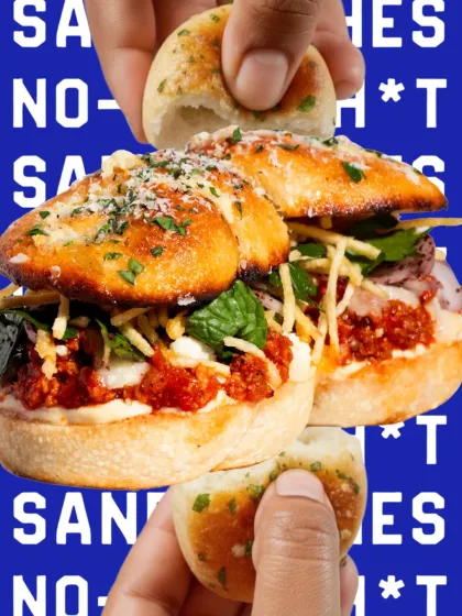 A full view of the Lamb Arrabbiata Knot sandwich, a unique and memorable item that will set your menu apart.