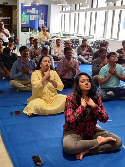 This is a simple breathing practice we do to center ourselves. These techniques, rooted in classical Hatha Yoga, are easy to learn and can provide immediate relief from mental chatter and fatigue during the workday.