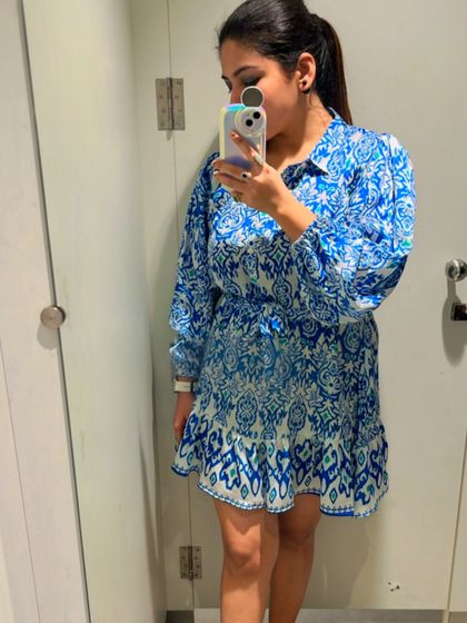 This blue and white printed shirt dress from Zudio is another one of my summer favorites. The long sleeves make it versatile for different weather conditions.