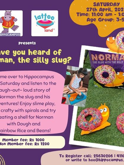 Have you heard of Norman, the silly slug? This workshop combines a laugh-out-loud story with slimy sensory play and crafty fun as we create a new shell for Norman.