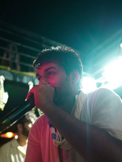 A powerful moment captured under the stage lights. Our workshops provide a professional setup for performers to get a real feel of a live gig.