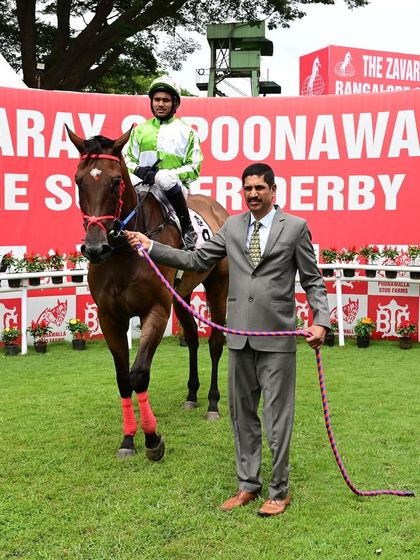 Stravinsky, with jockey Angad, after a successful run in The Kolkata Cup.