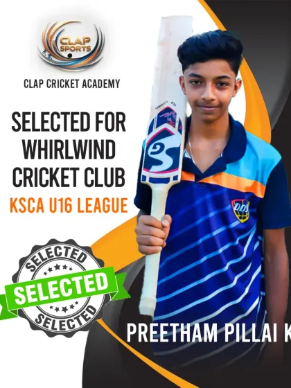We are incredibly proud of our student, Preetham Pillai K, on his selection for the KSCA Under-16 League. This is a testament to his hard work and the high-level training we provide to help our players reach competitive levels.