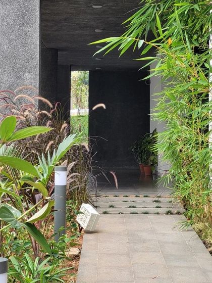 A glimpse into a completed industrial landscape project. This shows our ability to bring natural beauty and thoughtful design to any type of environment.