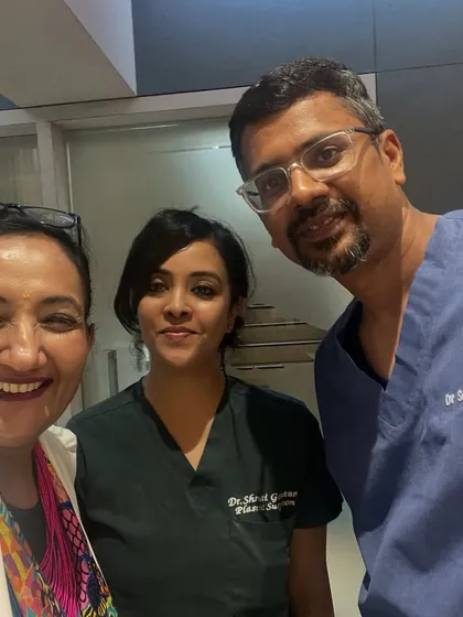 I believe in a team-based approach to provide the best care. Here I am with my expert plastic surgeons, Dr. Shruti Gautam and Dr. Sumit Agrawal. While I oversee the entire patient journey, they are the specialists who perform the surgical procedures with precision and care.