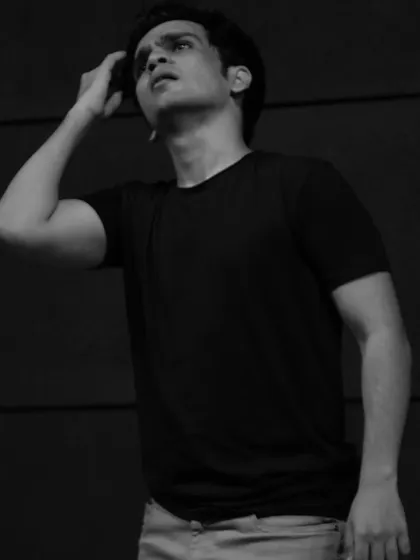 Lost in the moment. This image reflects the internal process of an artist, searching for the right expression and movement to convey a feeling.