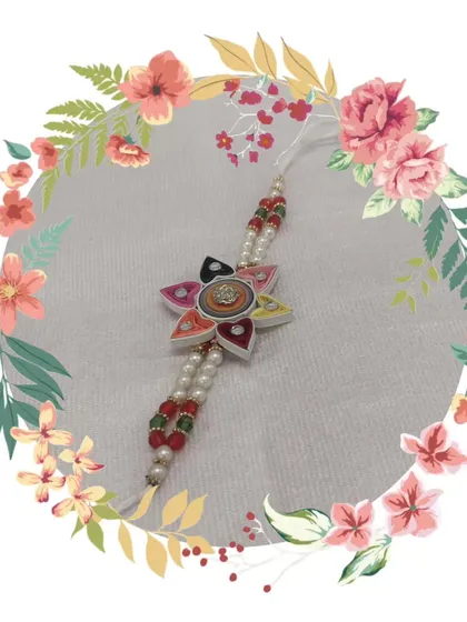 A collection of beautiful handmade Rakhis, created using different materials like thread, shells, paper quilling, and natural fibers. Join our workshops before Raksha Bandhan to make your own.