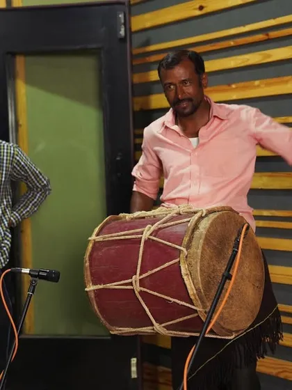 More energy from the Dollu players. Their movements are as much a part of the performance as the sound itself.