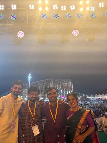 Another shot with the band against the backdrop of the huge stage and crowd in Andhra Pradesh. Truly a blessed and memorable night.