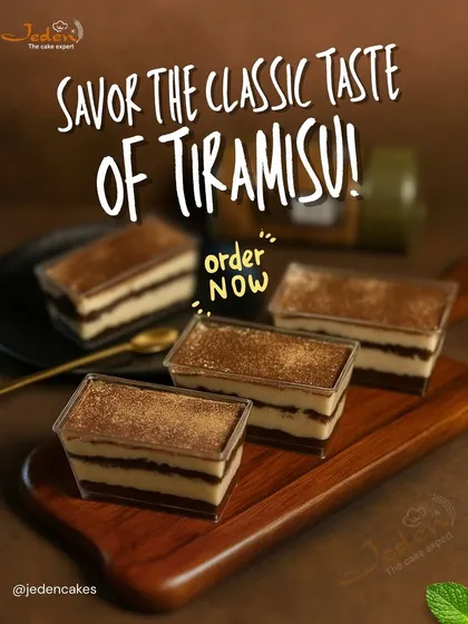 Savor the classic taste of Tiramisu in a convenient cup. We layer coffee-soaked sponge with velvety mascarpone cream and finish it with a dusting of cocoa powder for an authentic Italian experience.