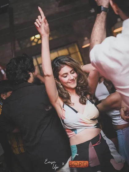 A guest dancing at SORO Goa. The vibe in Goa is always relaxed and fun.