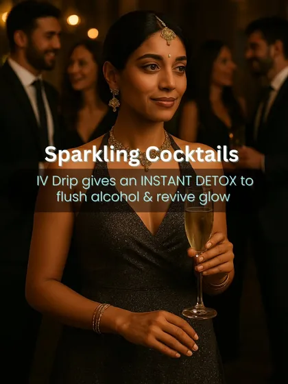 Enjoying the cocktails at a pre-wedding party? An IV Drip can provide an instant detox to help flush out alcohol and revive your skin's glow for the next event.