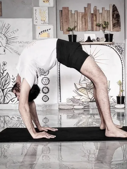 The Urdhva Dhanurasana (Wheel Pose) requires strength and spinal flexibility, both of which we build in our classes.