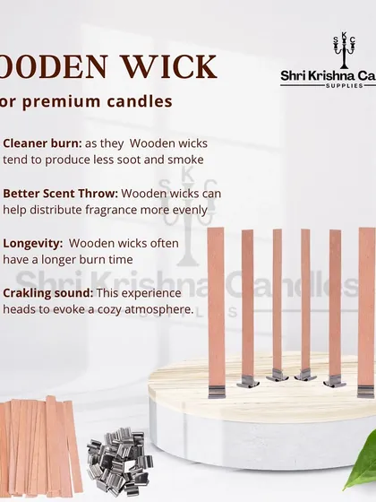 For a premium touch, I recommend these wooden wicks. They provide a cleaner burn with less soot, improve scent distribution, and create a cozy atmosphere with their gentle crackling sound.