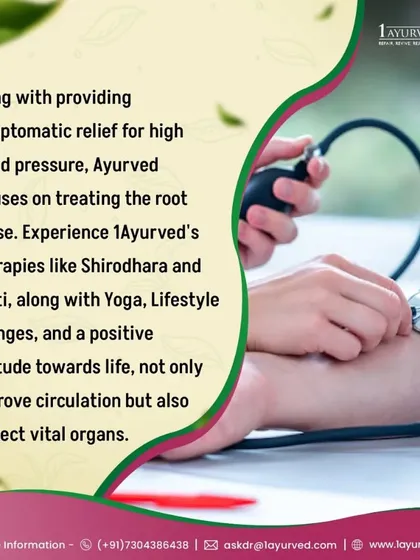 To manage high blood pressure, we go beyond symptomatic relief to treat the root cause. We use a combination of therapies like Shirodhara and Basti, along with lifestyle changes and yoga, to improve circulation, protect vital organs, and calm the nervous system.