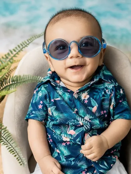 Bringing the beach to the studio for this cool little guy. My themed sessions are designed to be fun and playful, letting your baby's personality shine.