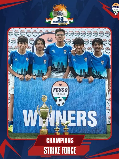 The 'Strike Force' team, crowned Champions of the U-15 Feugo Independence Cup.