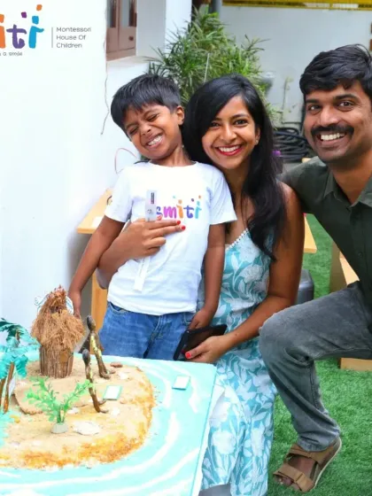 A proud student shares his "Coconut Chronicles" project with his parents. This deep-dive project is a perfect example of how we connect learning across all Montessori areas and involve parents in their child's educational journey.