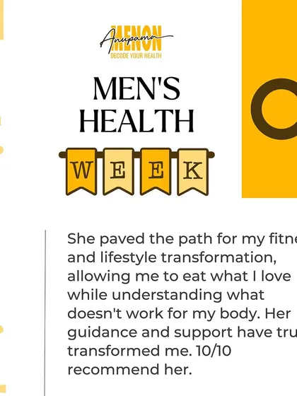 A testimonial from a male client for Men's Health Week: "She paved the path for my fitness and lifestyle transformation."
