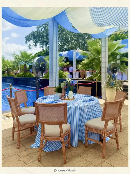 This collection of images provides a deeper look into my blue and white themed events. You will find details like custom stationery, floral-filled fountains, elegant table settings with blue pottery, and beautifully styled lounge areas, all showcasing a timeless and sophisticated design approach.