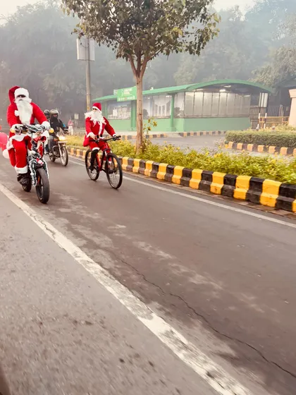 Our Santa squad on wheels, spreading Christmas cheer and kindness across Delhi.