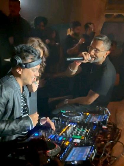 Living a dream. A candid shot of me and Yo Yo Honey Singh sharing a laugh behind the console.