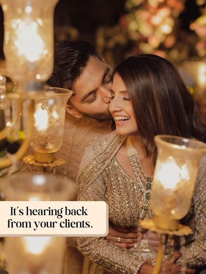 A candid, happy moment between a couple I styled. My focus is on creating looks that not only look good in photos but also allow my clients to feel comfortable and enjoy their special day to the fullest.