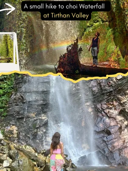 A small hike to Choi Waterfall in Tirthan Valley is a refreshing part of our Jibhi itinerary. The rainbow sighting is a bonus!