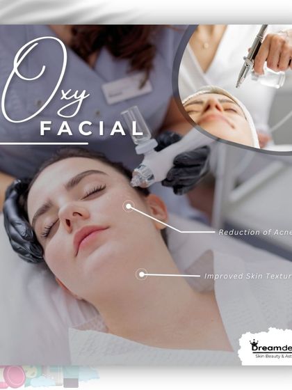 An OxyFacial in progress. This treatment improves skin texture and helps reduce acne by infusing oxygen deep into the skin for a revitalized, healthy glow.
