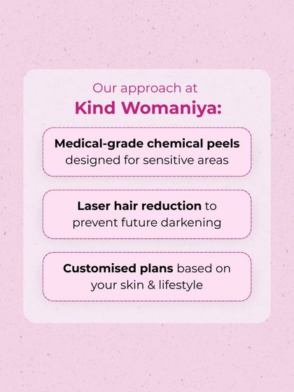 For issues like underarm darkening, we offer a comprehensive approach. This includes medical grade peels, laser hair reduction to prevent future darkening, and customized plans.