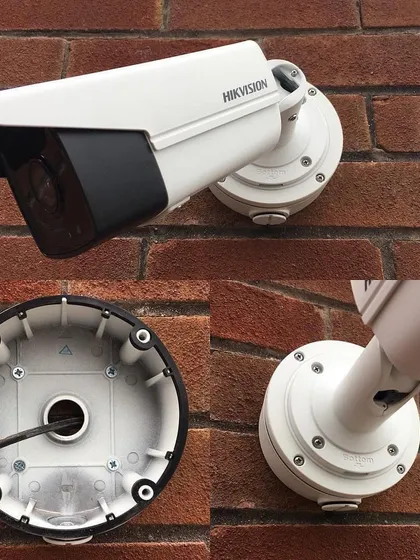 A clean installation is key for long-term reliability. Here you can see our process for a Hikvision 4K IP camera, with a weatherproof junction box to protect all wiring from the elements.