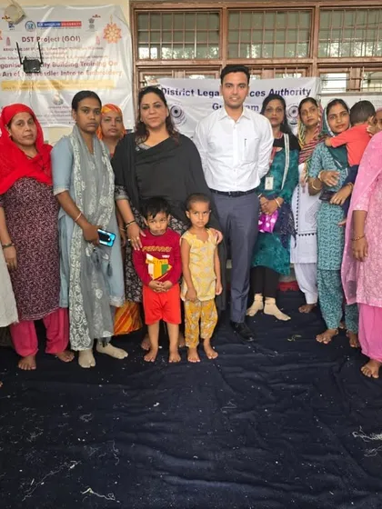 A group photo with the resilient women who attended our workshop on the Domestic Violence Act. Each woman walked away more informed, confident, and aware of the legal remedies available to protect her.