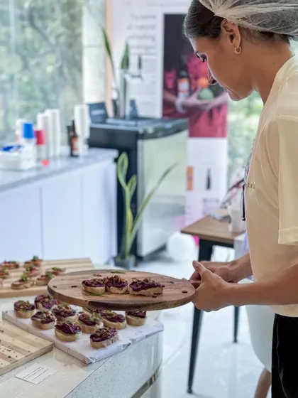 Our team setting up for an event, ensuring every platter is beautifully arranged and ready to be enjoyed by the guests.