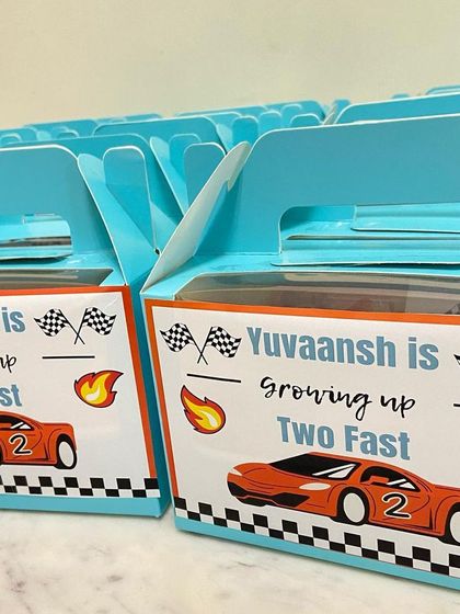 Sending smiles home with the little guests. These race car themed boxes are a fun and memorable way to end a birthday party.
