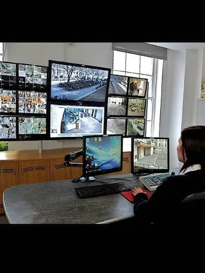 This is the kind of professional security monitoring station I can build for your office or commercial property. It allows a single operator to efficiently watch over the entire premises.