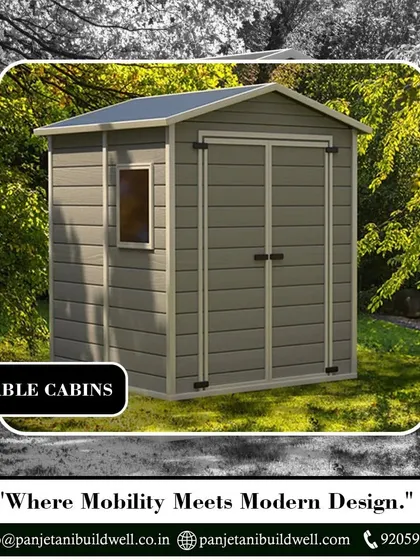 A portable cabin designed as a small guardhouse or office. We provide instant accommodation solutions for any site, ensuring comfort and functionality no matter the location.
