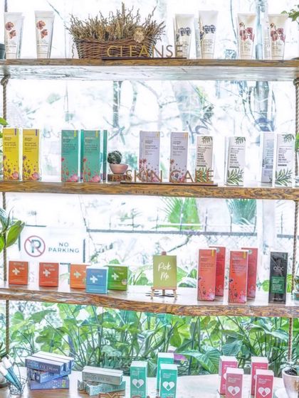 My retail space is designed to be a continuation of the salon experience. The shelves are stocked with clean, natural products to help you glow from within.