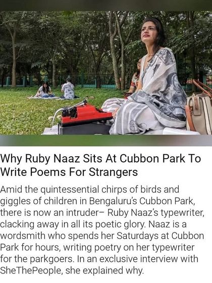 An article from SheThePeopleTV that explored the 'why' behind my Saturday sessions in Cubbon Park. I had a wonderful conversation with the journalist who visited me and truly understood the heart of this work.