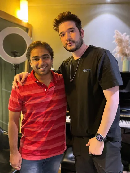 With the incredible composer Aanand Bajpai after recording for a Shoonya ad. We have worked on many projects together, and I always appreciate his creative energy.
