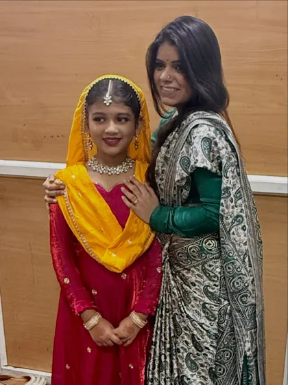 With my student Ishani after her successful performance. Seeing the happiness and confidence in my students is my greatest reward as a guru.
